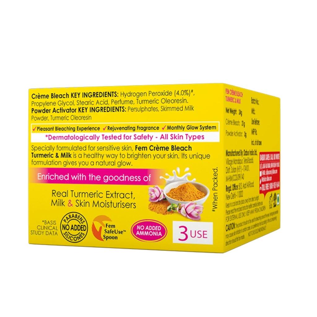 FEM Turmeric Herbal Bleach 24g | Gentle Skin Brightening Cream With Turmeric & Milk | Reduces Dark Spots & Evens Skin Tone