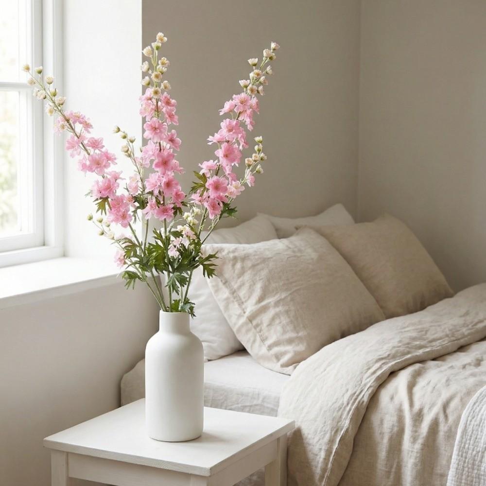 Green Leaves Artificial Larkspur Flower Handmade Faux Hyacinth Flower Branch  Dining Table