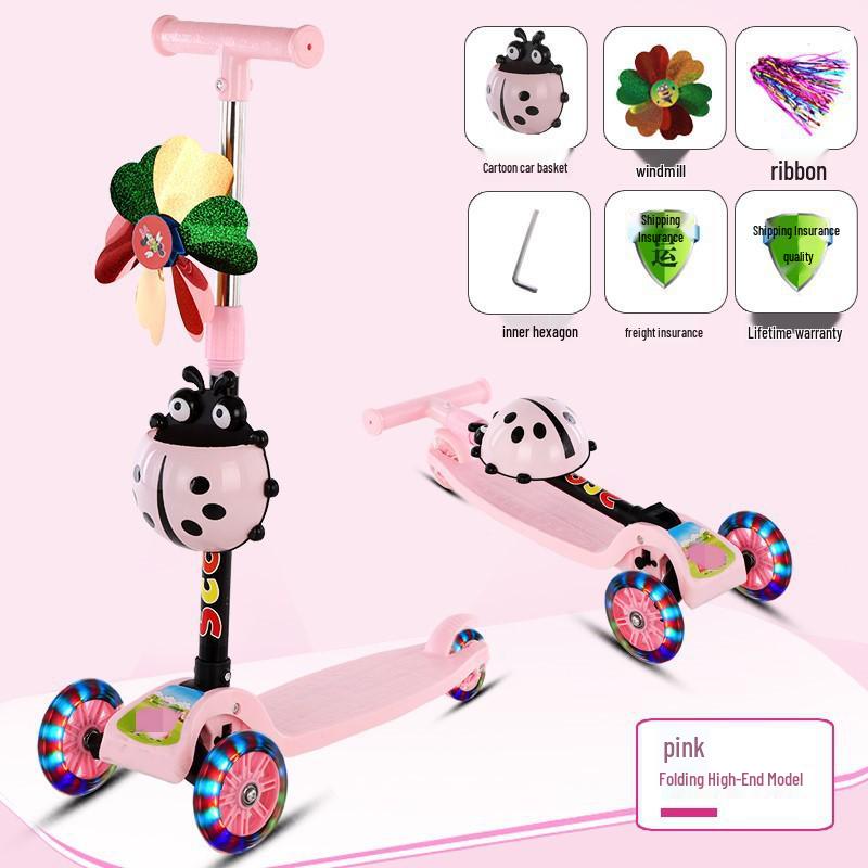 

Дитячий складаний самокат з поліуретановими колесами, що світяться - Ідеальний подарунок для дітей та батьків