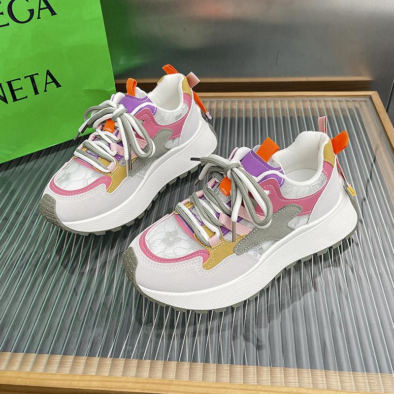 

ins new dad shoes women s 2025 summer and autumn height increase casual breathable thick-soled color matching travel shoes 40 зелений