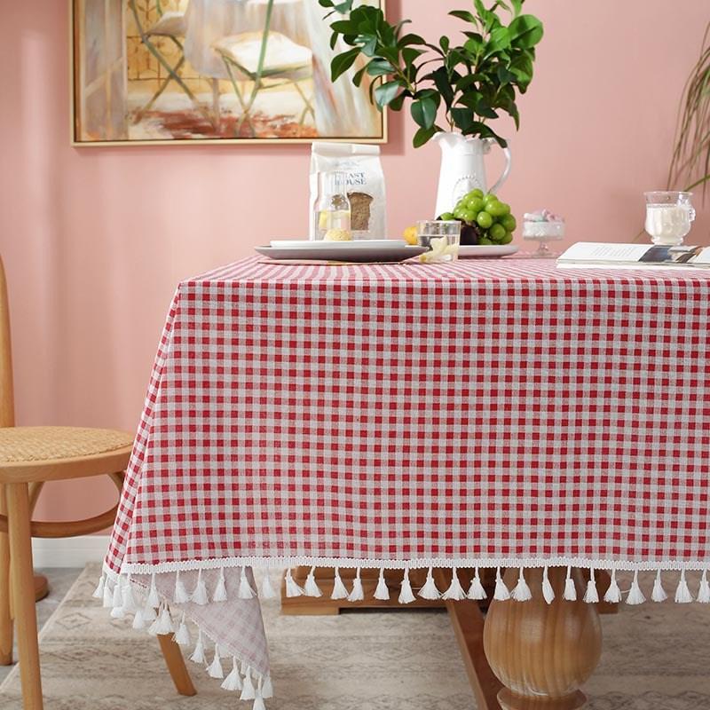 

New Chinese Retro Blue And White Porcelain Cotton Linen Decor Rectangular Table tablecloth Tassel Table Mat Tea Table Tablecloth 60x60CM