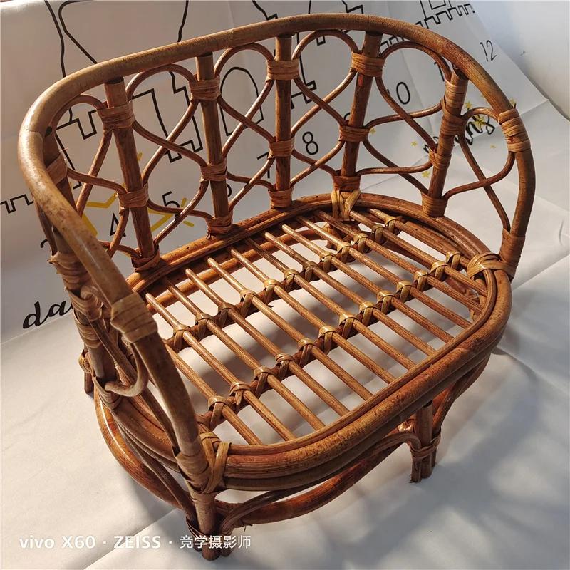Newborn Photography Props Rattan Products Baby Retro Hand Woven Baby Basket Studio Photo Sofa Chair Bed Photo Studio Accessories