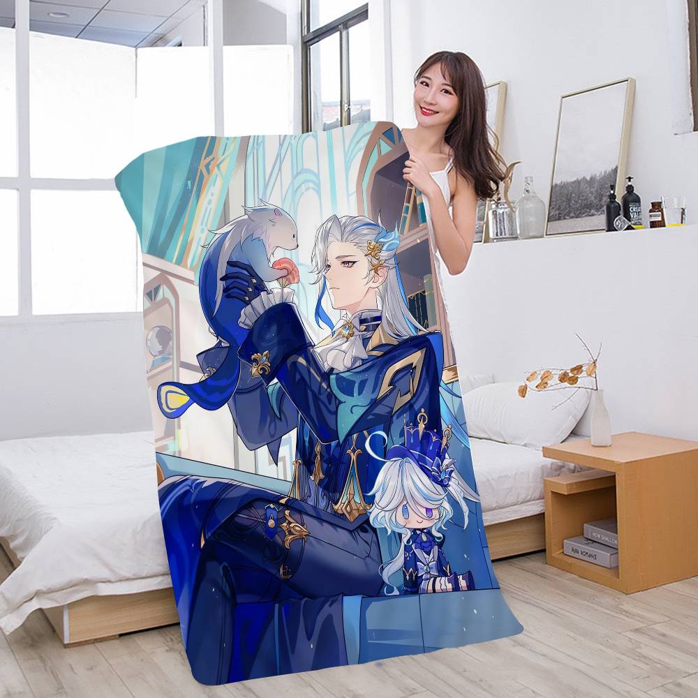 G-Genshin I-Impacts N-Neuvillettes Bath Towel Microfiber Soft Water Absorbing Breathable For Girl Kids Decorative Cartoon Beach Towel