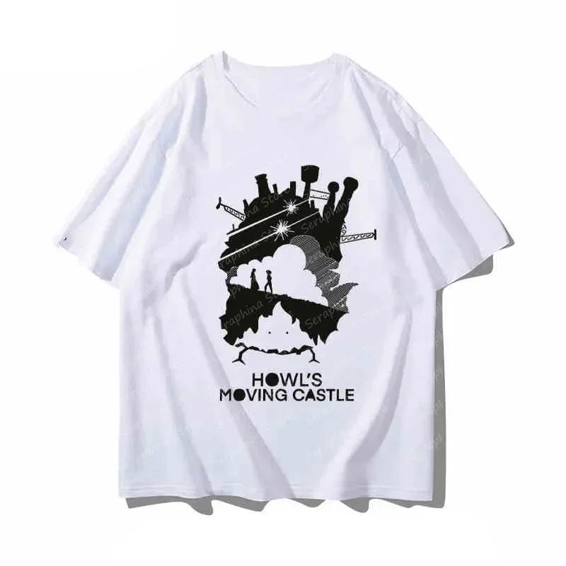 Sleeve T-shirt Women's Clothing Harajuku Aesthetic Hayao Miyazaki Hayabusa Moving Castle Anime Spirited Away