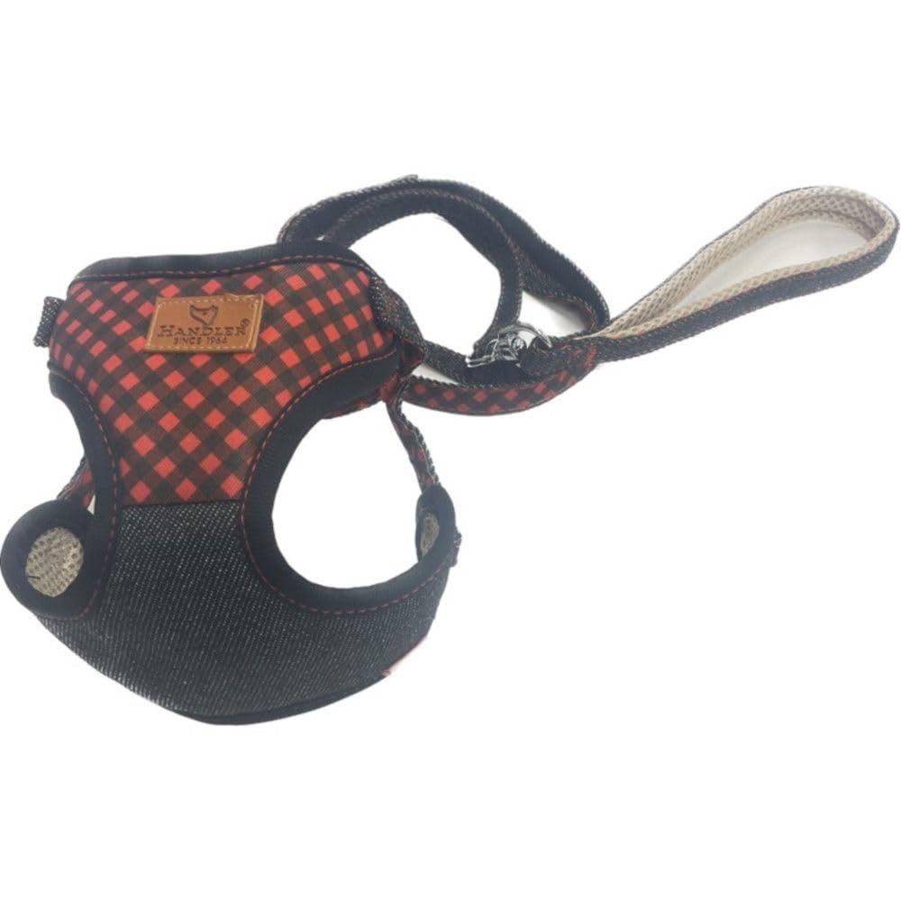 

Earth Pet Handler Everyday Soft Harness with Check for Small Dog Pet Supplies Leash, Denim, Dogs, Black, Supplies,