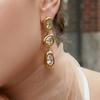 Hypoallergenic High Quality 18k Gold Plated Dangle Earrings Stainless Steel 5A Cubic Zirconia Drop Earrings for Women