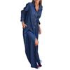 Flip denim long open lapel new dress women's clothing