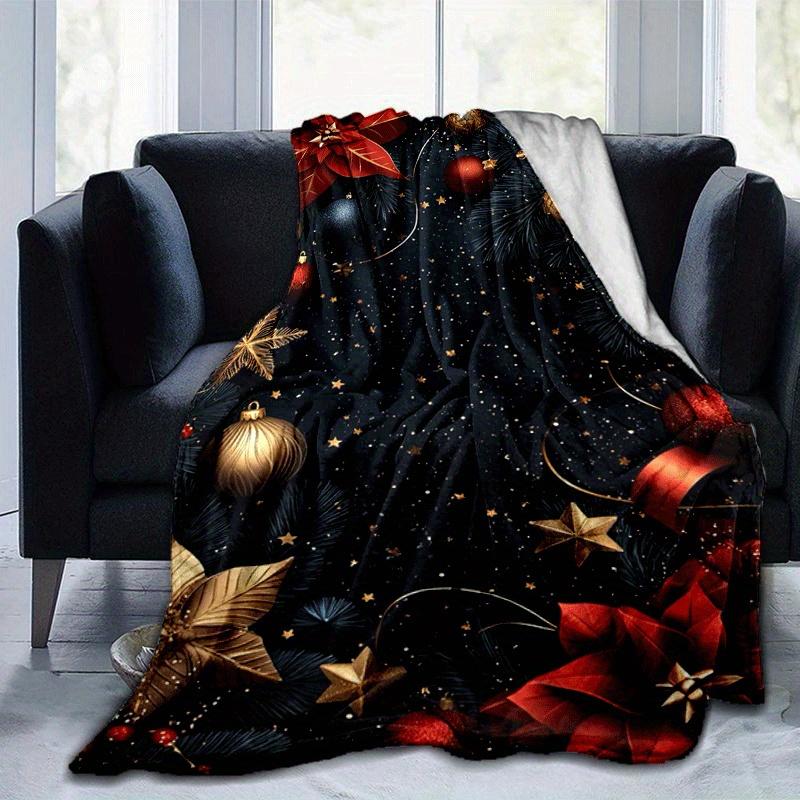 1pc Christmas Printing Lightweight Flannel Blanket, Comfortable and Warm Blanket, for Camping Sofa Bed and Couch Office, Suitable for Gift Bl