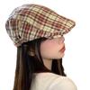 Hat Female Retro Beret Versatile Plaid Showing Face Small Painter Hat Big Head Circumference Reverse Forward Hat