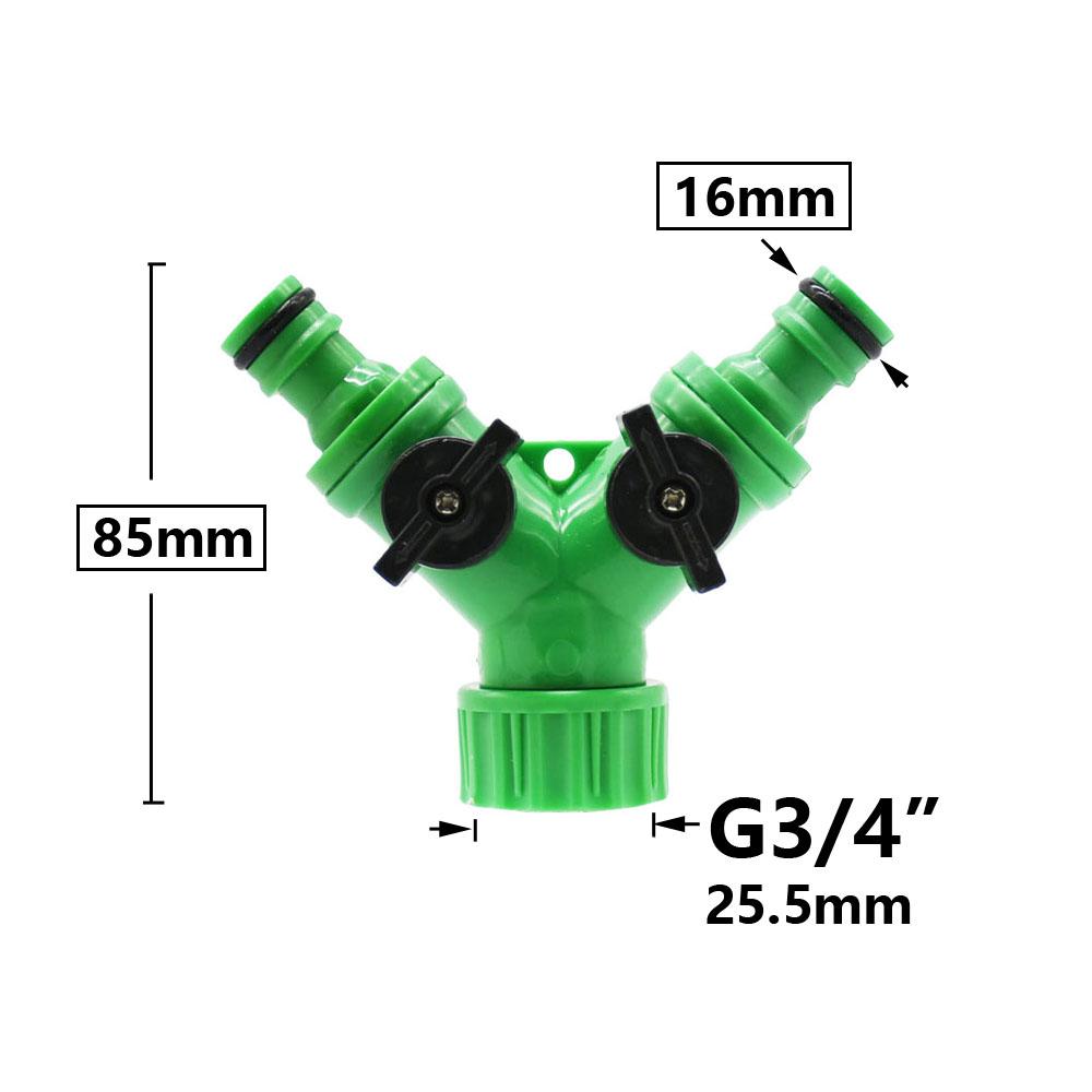 

Y-2way Garden Hose Water Splitter 2-Way Garden Tap Irrigation Valve Y Type Watering Switch Controller 1/2 3/4 Thread