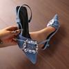 Square Head Back Strap Stiletto High Heels Women's Open Toe Shallow Mouth Fashion Single High Heels Women's Shoes