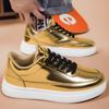 Glossy trendy personalized low-top board shoes, new large-size thick-soled wear-resistant youth sports and leisure men's shoes in autumn and winter
