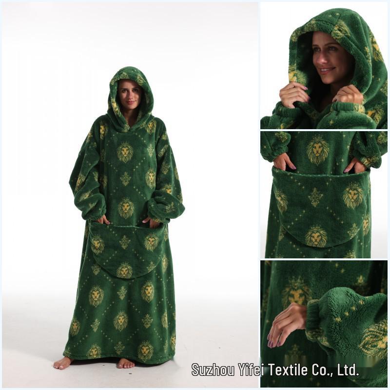 2023 Hooded Oversized Flannel Blanket Clothing for Men & Women – Extended Length for Warmth