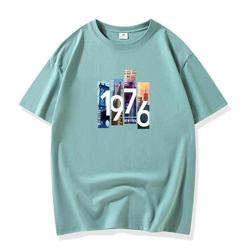 Мужская футболка с короткими рукавами из чистого хлопка 1976 года S-6XL S светло-зеленый 1174₽