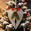 Transparent Angel Wings Christmas Tree Hanging Ornaments with Bow Bell Pine Needle Berry for Xmas Party New Year Decor Pendants