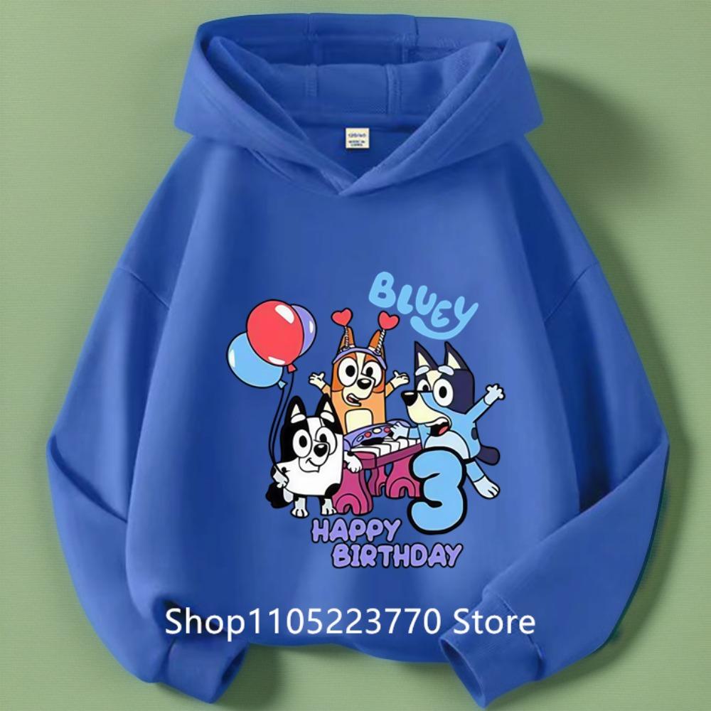 Kids Bluey Hooded Sweatshirt Fall Winter Warm Soft Pullover Comfortable Playwear for Boys Girls