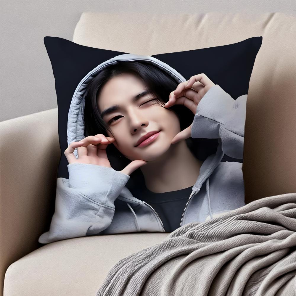 Handsome Kpop Idol HHwang HyunJin Cushion Cover Pillowcase Antidustmite Invisible Zipper Short Plush Sofa Cushion