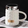 Diamond Shaped Mirror Cup with Lid Ins Style Ceramic Cup Set Office Cup Creative Personality Mug Souvenir Gift Cup