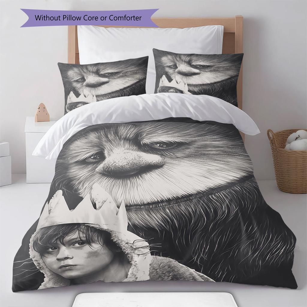 Where the Wild Things Are Pattern Bedding,Quilt Set Quilt Cover Pillowcase Home Birthday Gift(1 * Duvet Cover + 2 * Pillowcase, Without Core)