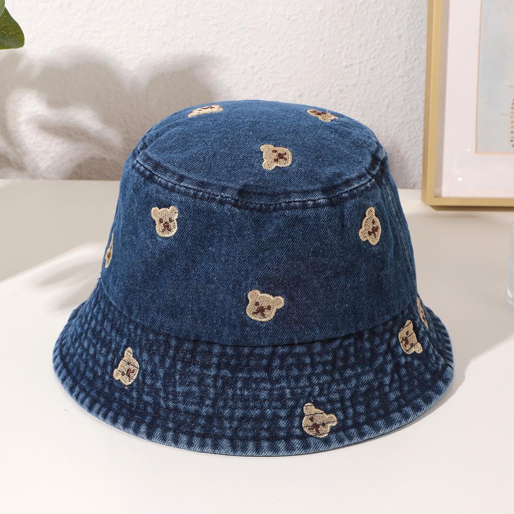 Embroidered Heart Cotton Summer Jeans Bucket Hat Cap For Women Spring Fisherman Hat Outdoor Travel Ladies Hat Gift Wholesales