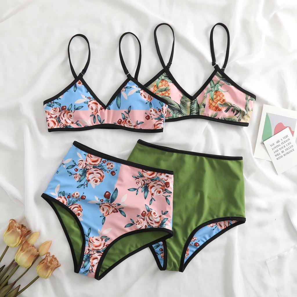 Split Double-sided Three-piece Set Retro Swimsuit Swimsuit Lace-up Sand