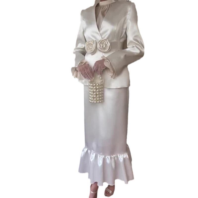 Autumn 2024 Women's French Solid Color Elegant Two-Piece Long Skirt