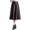 Women's High Waist Lambskin A-Line Midi Skirt - Autumn/Winter 2025 Trendy Leather Umbrella Skirt