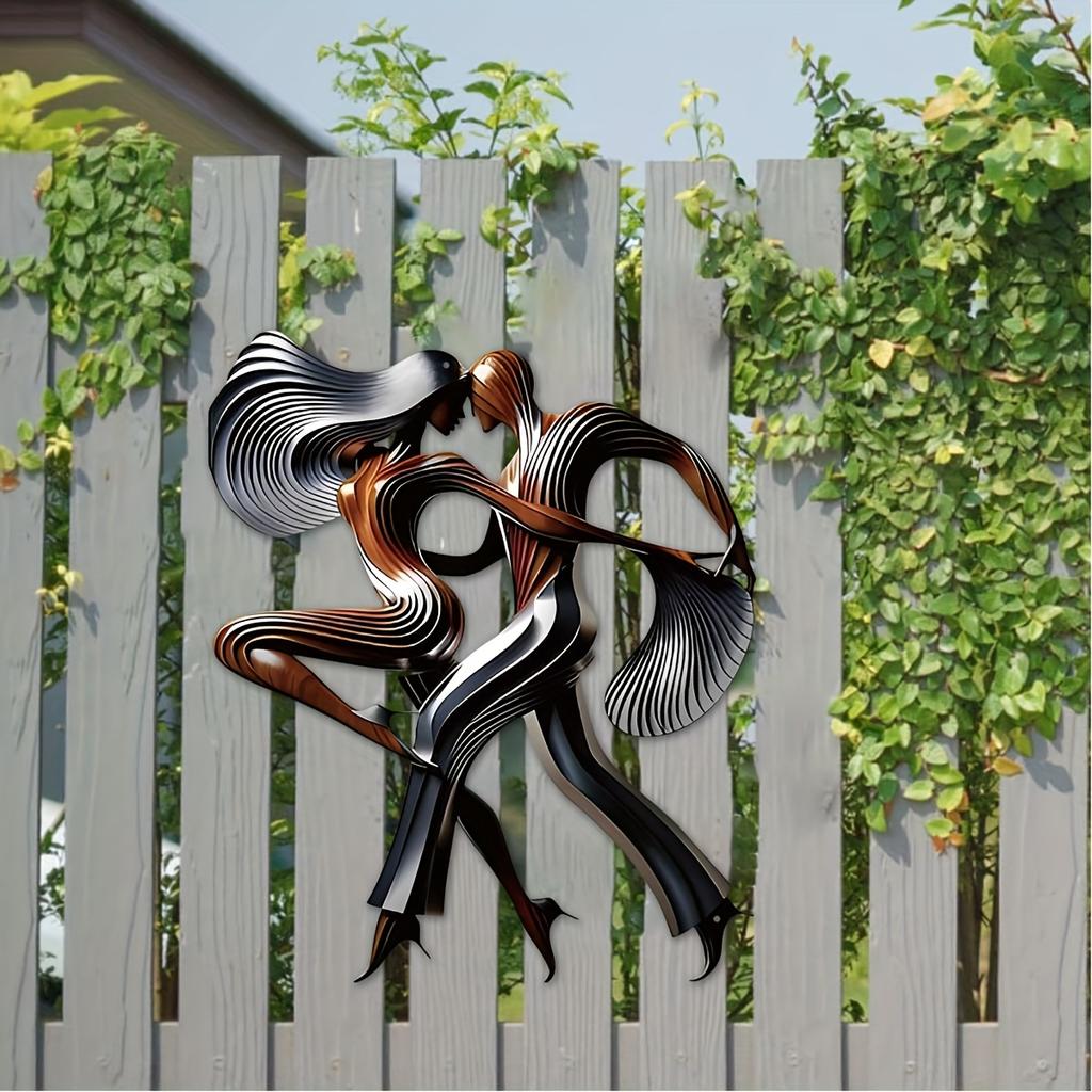 1 ud., Pareja Bailando Arte Metálico Decoración de Pared, Escultura de Pared Metálica de Baile, Decoración de Pared Mural Metálico de Baile, Hogar Patio Balcón