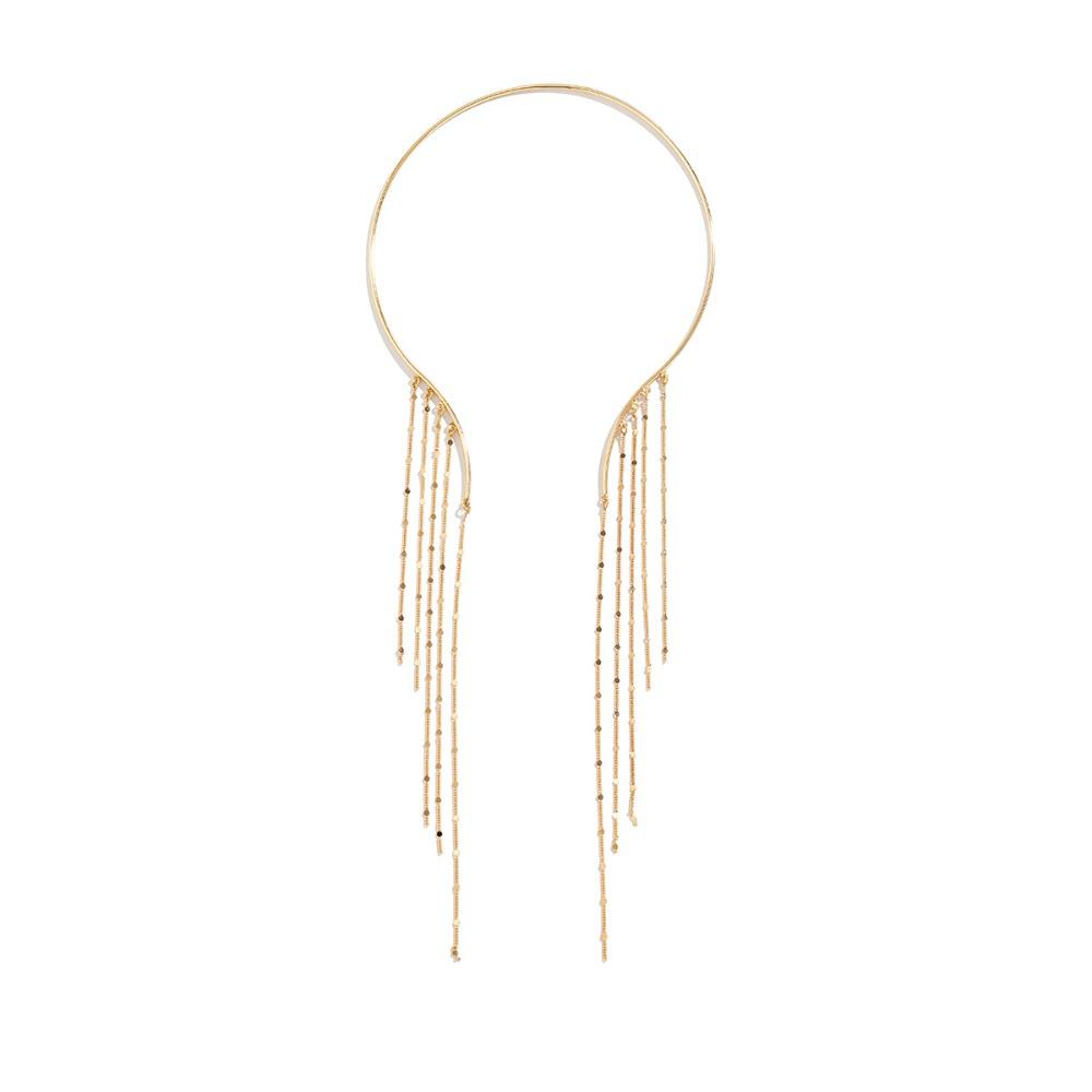 Chest Chain Crystal Sequin Pendant Goth Open Torques Choker Long Tassel Star Necklace Party