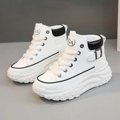 Sommer High Gang weiße Schuhe weibliche Erhöhung Sport Freizeit Board Schuhe Leder Mode Canvas Schnürschuhe Frauen Turnschuhe