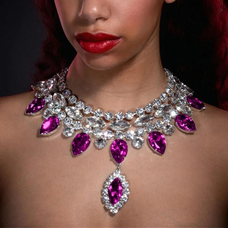 Extravagante, mehrfarbige Tropfenkette mit Wassereffekt, vielseitige Diamantkette für das Schlüsselbein, Damenkette