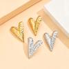 18K Gold Irregular Hammered Heart Stainless Steel Stud Earrings for Women