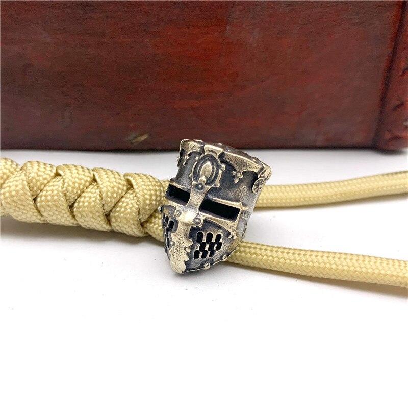 Brass Samurail Helmet Knife Bead Lanyard Pendant DIY Handmade Paracord Rope Beads Accessory Vintage Car Keychain