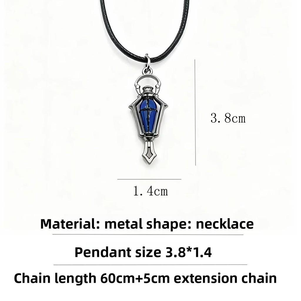 Lantern Decorative Necklace With Leather Cord For Dark Style Fashion Accessory