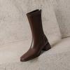 Krazing Pot Microfiber Autumn Winter Shoes Thick Med Heels Size 43 Chelsea Boots Apricot Zipper Mid-calf Boots