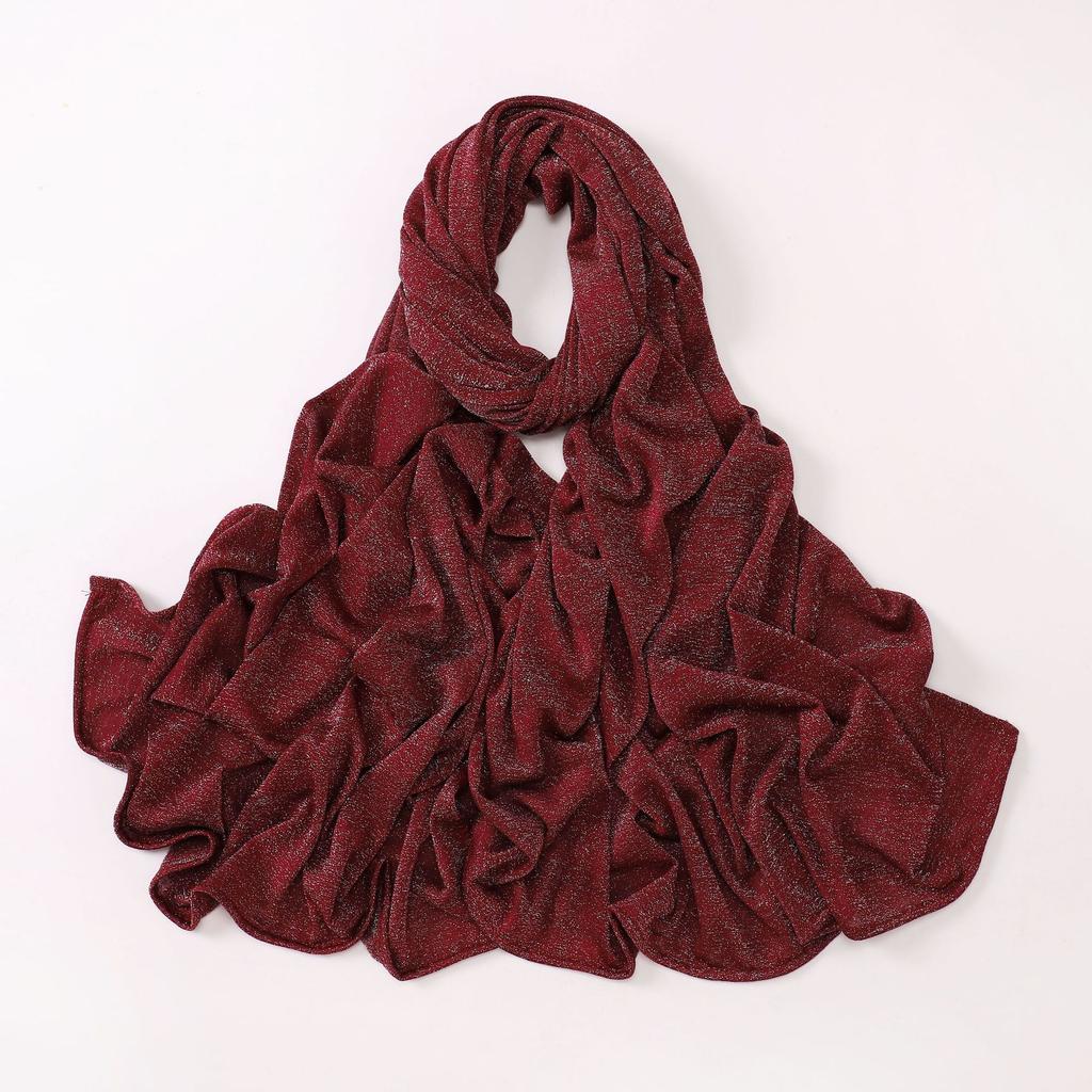New Glitter Cotton Jersey Hijab Scarf For Woman Muslim Hijabs Fashion Shinny Shawl Islamic Turban Elasticity Stretch Headscarf