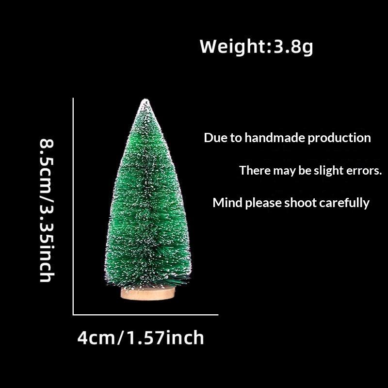 Mini Artificial Christmas Trees With Snow Frosted Finish Wooden Bases For Tabletop Decor Holiday Party Home Diy Crafts