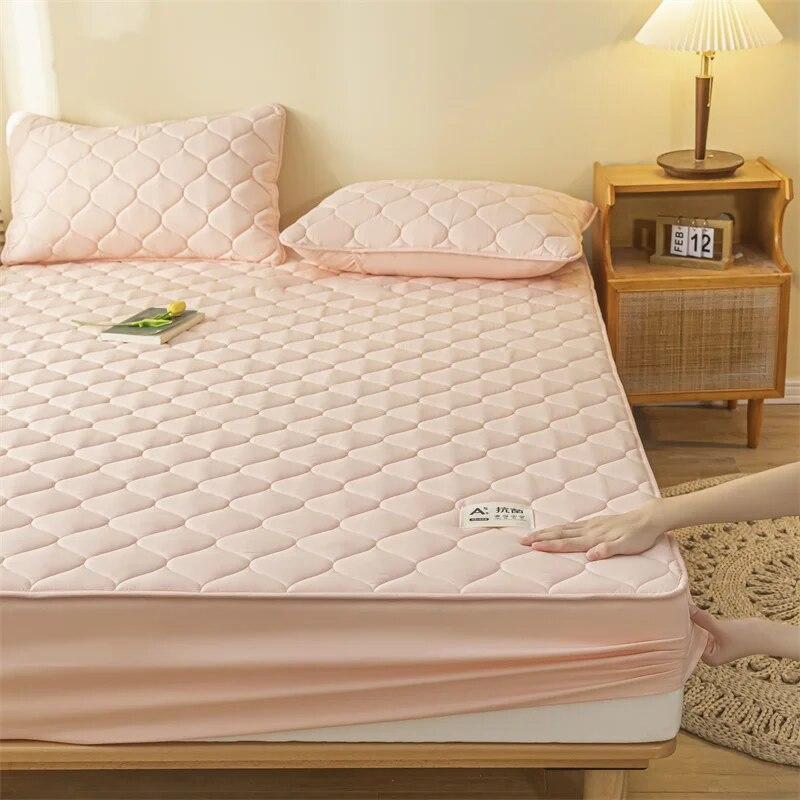 Geprägter Desgin-Matratzenbezug aus reiner Baumwolle, staubdicht, rutschfest, Matratzenschoner, gestepptes Spannbettlaken, Bettunterlage, elastisches Bettlaken