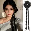 Ancient Style Side-Tied Bun with Twisted Braid Headband Ponytail Hairpiece Daily Use
