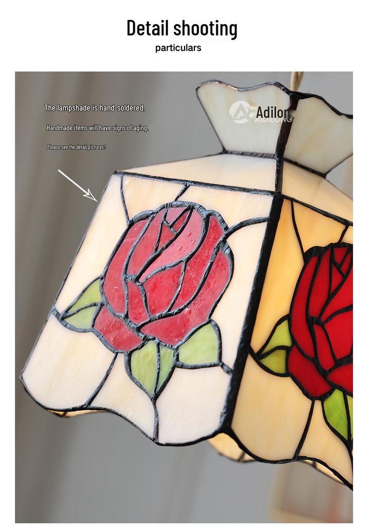 Handcrafted Japanese-Style Vintage Stained Glass Bedside & Restaurant Chandelier