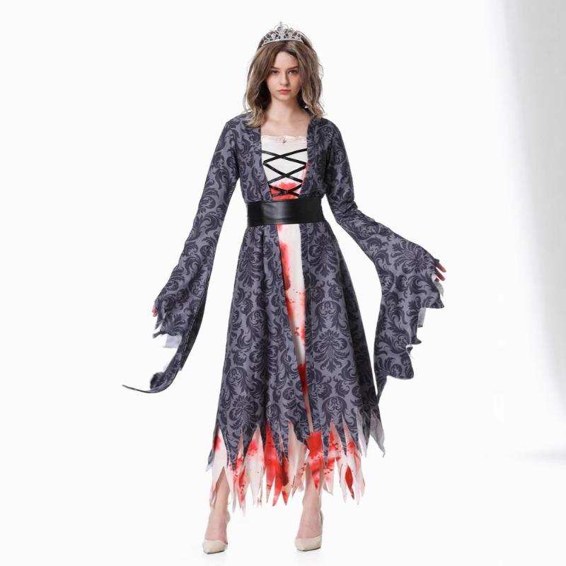 

Хэллоуин Кровавая Невеста-Призрак Вампир Ведьма Кровавая Невеста-Призрак Ужас Череп Шоу Костюм XL