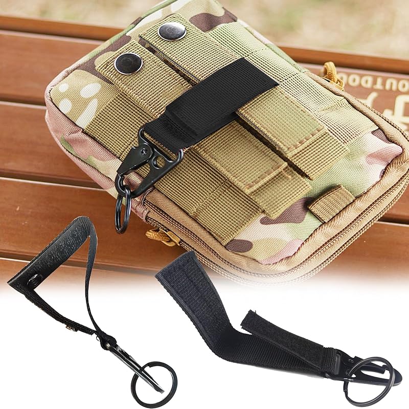 [VitalBloom] Key Ring Key Ring Buckle Nylon Velcro Belt Tactical Carabiner Climbing Button Multifunctional Made of Zinc Alloy Black Belt Compatible