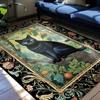 Academia Black Cat Rug Aniaml Floral Bedroom Carpet Anti-slip Washable Carpet for Living Room Rug Kitchen Bedside Soft Carpet