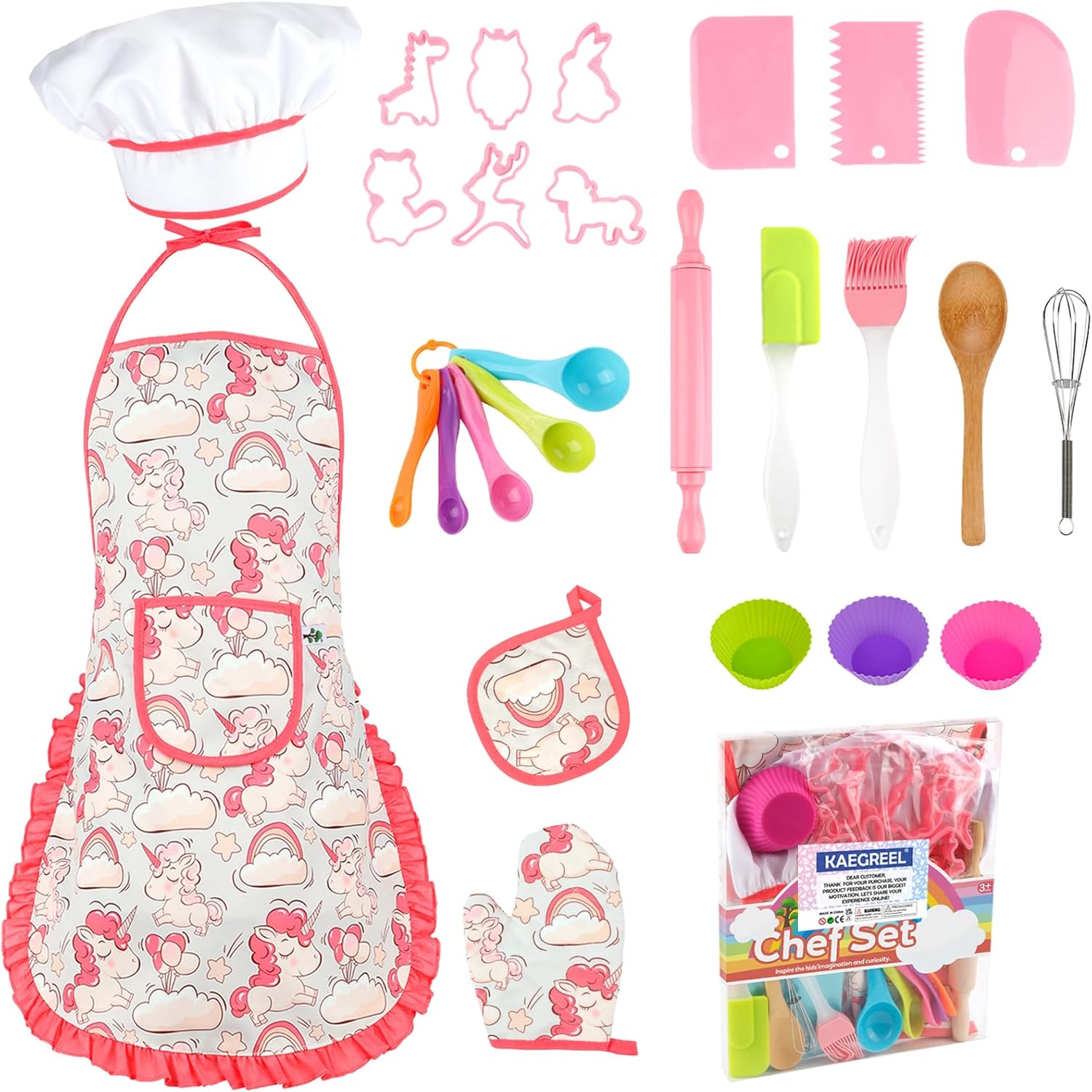 

Mermaid Kids Cooking & Baking Sets Kids Aprons For Girls Chef Hat Mitt Utensil For Toddler Dress Up Chef Costume Birthday Gifts