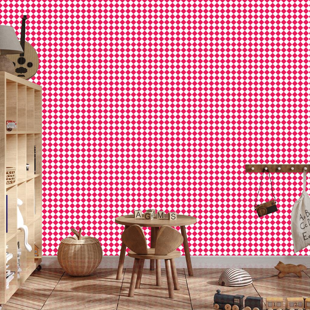 Geometric diamonds wallpaper powder pink and pink, fine detail 50x1000