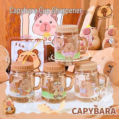 Niedlicher Capybara Milchteebecher Anspitzer - Mini Drehanspitzer, Einloch, für Kinder