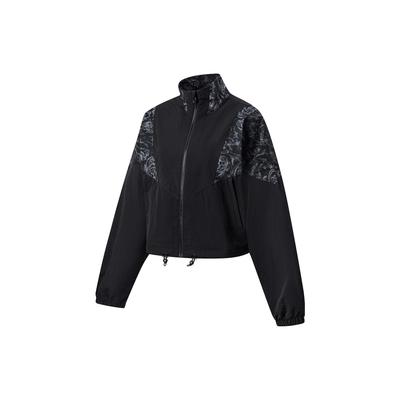 Li Ning Fitness Series Allover-Print Kurze Lockere Sport-Windjacke Damen Oberbekleidung Schwarz AFDT498-3