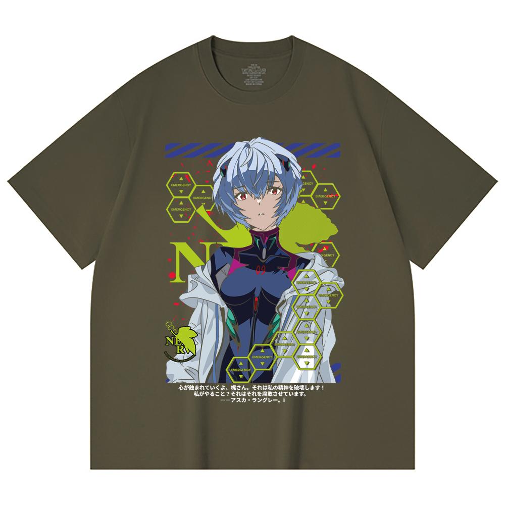 230 Gsm 100% Cotton Evangelion V6 Rei Print Unisex Heavy Cotton T Shirt