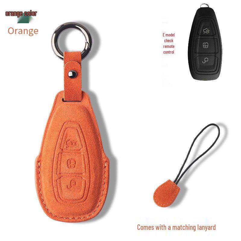 Genuine Leather Key Case for 2017-18 Ford Explorer/Mustang with Suede Buckle