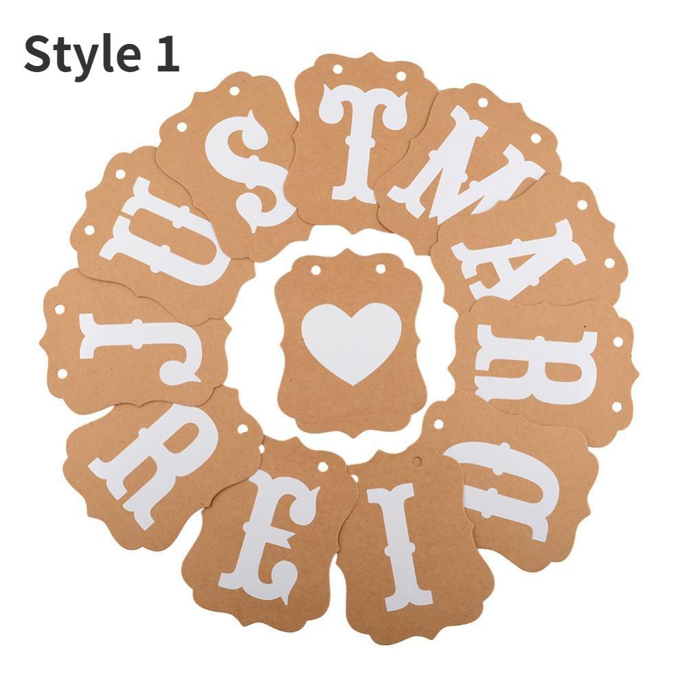 1pc Vintage Wedding Bunting Just Married Photo Booth Prop Wedding Banner Party Wedding Party Decorations Wedding Banner Flag as the picture